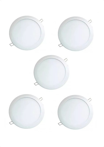 Panel Led Foco Redondo 9w 220v Embutido 14.5cm Luz Calida X5
