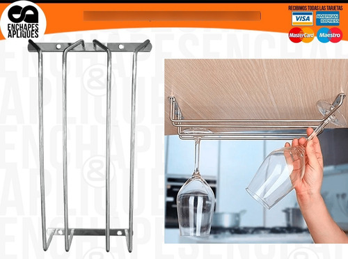 Imagen 6 de 6 de Soporte Para Copas Bar Copero Doble Cromado