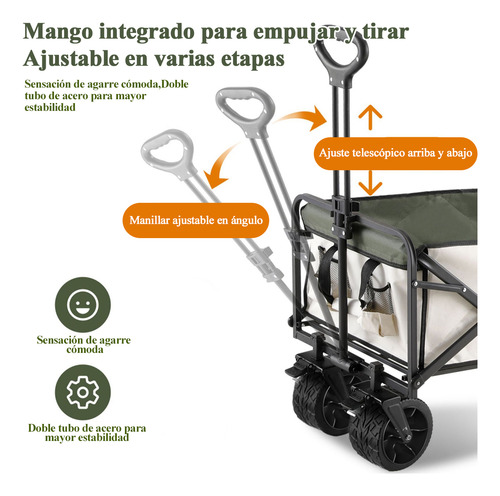 Carrito Vagon Plegable Multiusos Con Manija Para Camping Bl