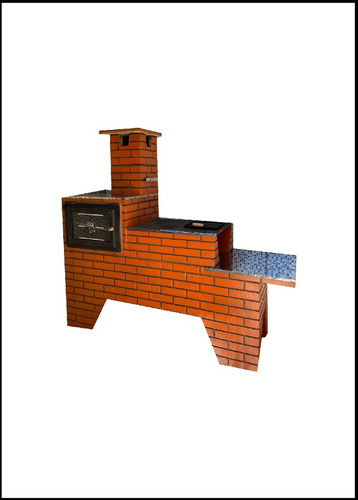 Forno + Fogão A Lenha Pré Moldado Inóx Pintado