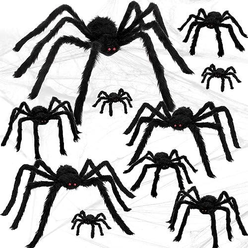 Halloween Spider Decorations, 10 Pcs Assorted Sizes Spi...