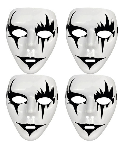 Máscaras De Fiesta Temática, Mxehl-004, 4 Pzas. 18x16x4 Cm, Color Blanco