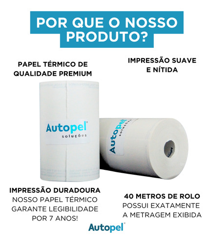 Autopel Caixa com 30 unidades de bobinas 80x40 40 metros Branco 44 g