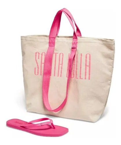 Kit Chinelo Flip Flop E Bolsa Santa Lolla Rosa - Original