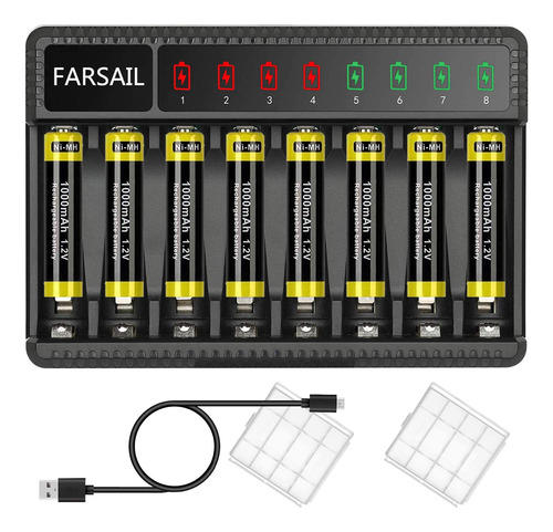 Baterias Recargables Aaa, Paquete De 8 Baterias Farsail 1000