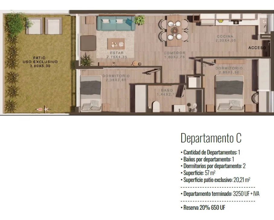 Imagen 1 de 1 de Departamento Con Patio En Venta En Edificio Bulnes