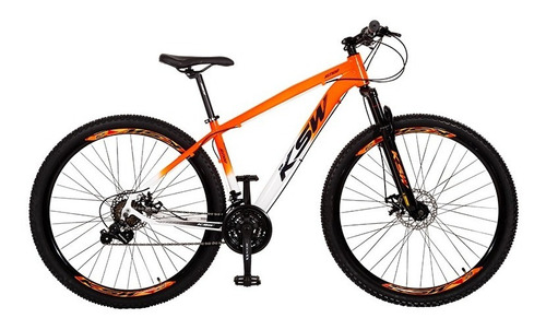 Bicicleta Ksw Xlt 100 21v Shimano Cor Laranja com Branco com Preto Tamanho do quadro 15