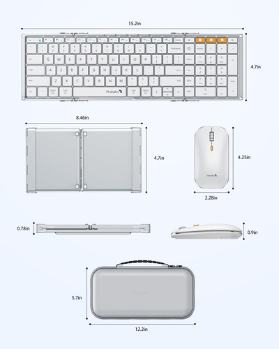 Teclado Y Mouse Plegable De Protoarc, Xkm01 Combo De Mouse D