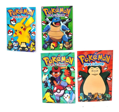 Pack 4 Libros Para Colorear Pintar Pokemon Pikachu