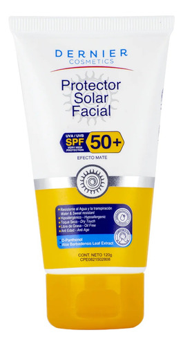 Protector Solar Facial Dernier De 120 Gr Spf 50+