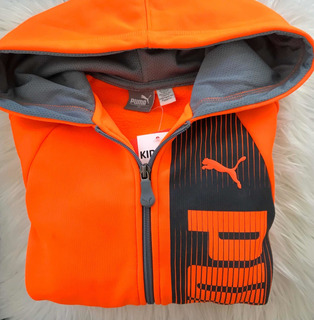 campera puma naranja y azul