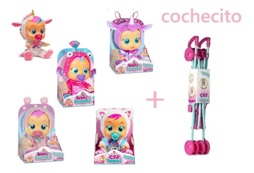 Cry Baby + Cochecito Para Muñeca Bebé Lloron Brunny Dreamy