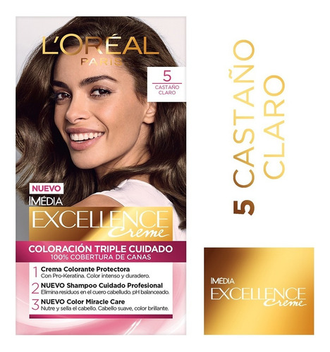 Kit Tintura L'Oréal Paris  Excellence Kit Tintura L'Oréal Paris Excellence Creme tono 5 castaño claro para cabello