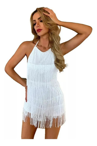 U Mono Halter Con Fleco De Espalda Abierta Con Nudo