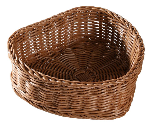 Cesta De Ratán De Imitación En Forma De Corazón Tejida S