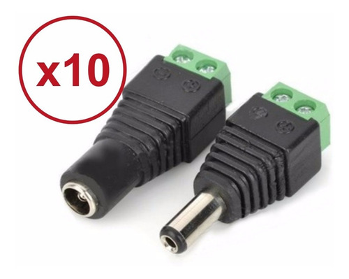 Imagen 2 de 10 de Pack X10 Par De Fichas Plug Con Bornera Utp Macho Hembra 12v