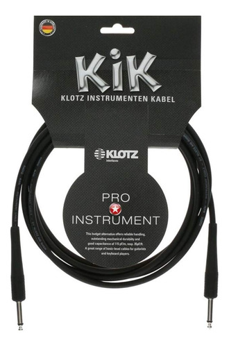 Klotz Kik3 0ppbk Cable Audio Para Instrumento 1 4 Recto 10'