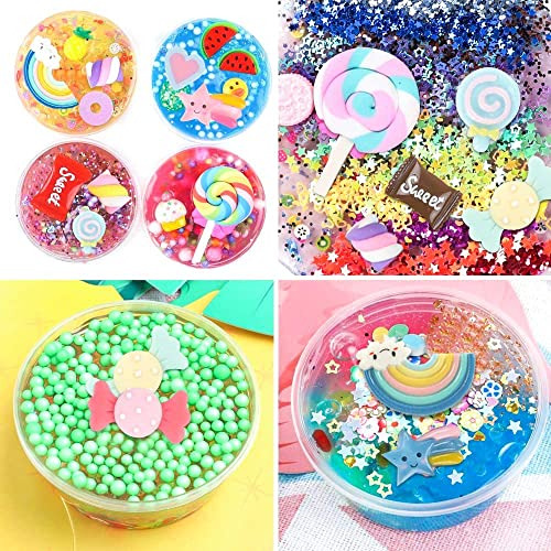 120 Piezas Slime Charms Cute Set Resin Charms Mixed Can...
