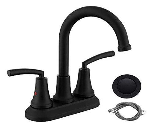 Rkf Grifo De Lavabo De Baño Negro Mate De 4 Pulgadas Grifo D