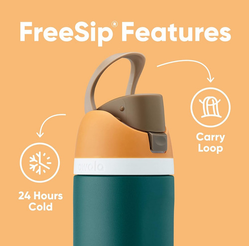 Termo Owala Freesip 24oz Acero Inoxidable Negro Intenso