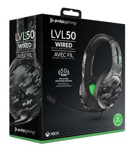 Audifonos Lvl 50(pdp) Xbox One, Series X, W10 048-124-na-cam Color Camuflaje negro