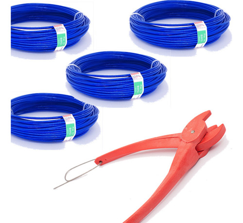 Kit Esticar Tela Soldada Azul Com Alicate + 4kg Arame Pvc