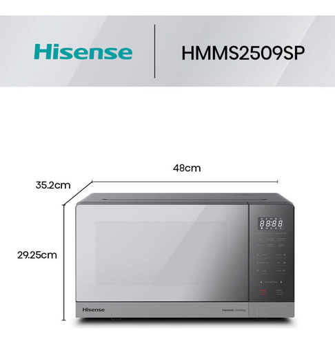 Horno De Microondas Convencional Hisense De 0.9 Pies Plata