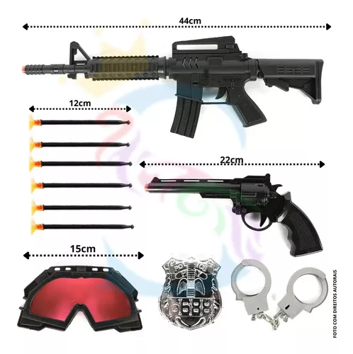 2 armas / pistola infantil atira dardos arminhas de brinquedo com acessórios