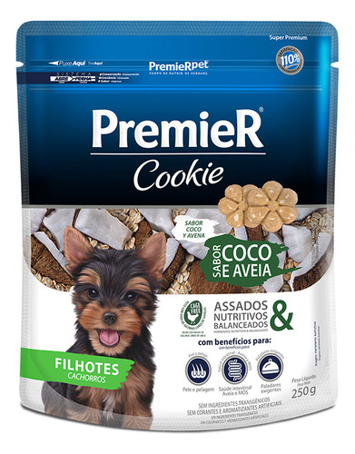 Galletas Perro Premier Cookie Cachorros Coco Y Avena 250 Gr