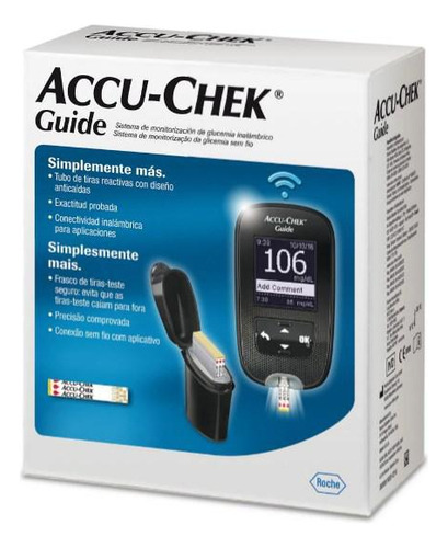 Kit Accu-Chek Accu Chek Guide, medidor de glucosa Roche, negro