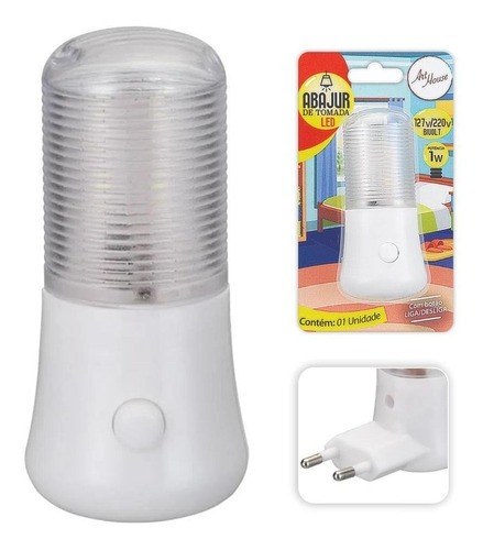 Abajur Led Tomada Quarto Criança Bebe Infantil Luz Noturna Cor da cúpula Branco Cor da estrutura Branco 110V/220V