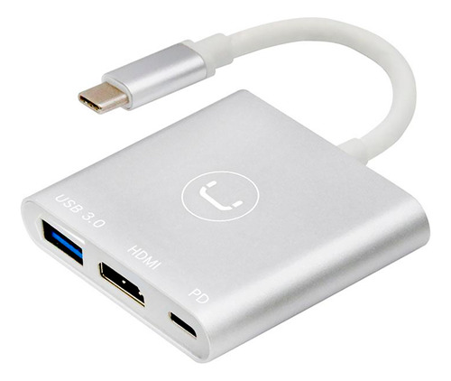 Hub Unno Tipo C  3 En 1 Usb 3.0 Hdmi Pd