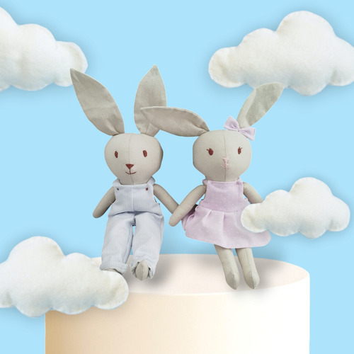 Muñeco Conejo De Tela De Apego, Para Jugar O Decoración Rosa Claro