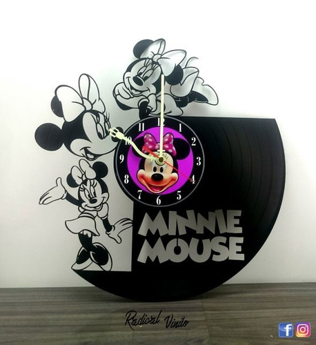 Reloj De Vinilo Walt Disney Minnie Mouse Regalos Decoracion 