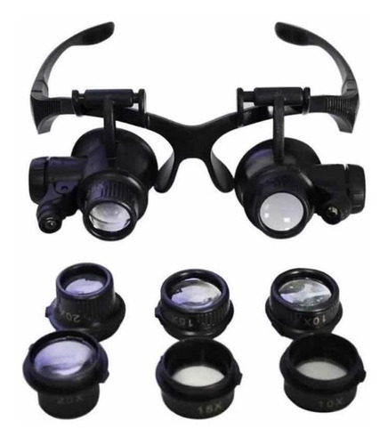 Lupa Óculos Cabeça Aumento 10x15x20x25x Eletronico Joalheiro
