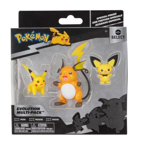 Pack Figuras Evolucion Pokemon Pichu Pikachu Raichu- Premium