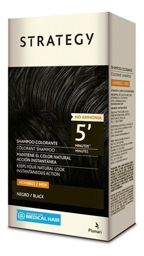 Strategy Shampoo Colorante Negro Hombres Cabello Barba