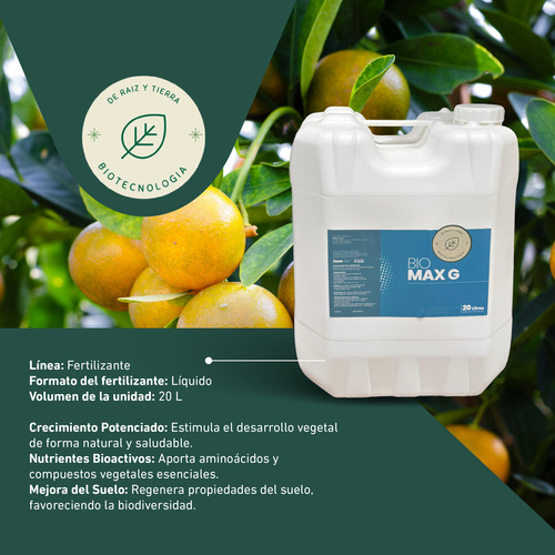 Fertilizante Orgánico Bio Max G Biotecnología 20 Litros