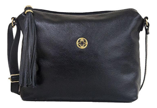 Bolsa Classe Couro Feminina Transversal 1751-2 Cb01 Preto