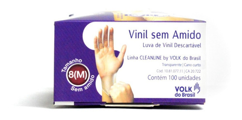 Imagem 3 de 4 de Caixa De Luva De Vinil Desc. Sem Amido Volk 100 Unid. Tam M