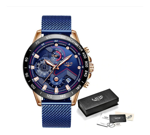 Reloj Hombre Lujo Cuarzo Cronografo Luminoso Acero Inoxidabl