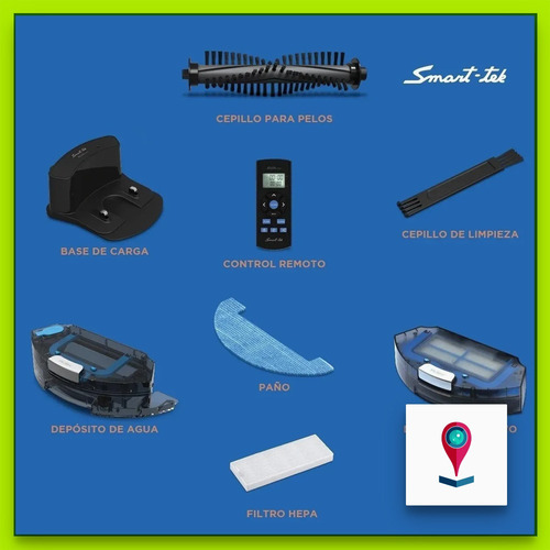 Imagen 5 de 7 de Smart-tek Ava Pro Aspiradora Robot C/giroscopo Y Mopa
