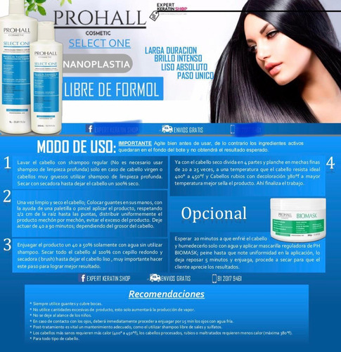 Imagen 5 de 7 de Keratina Sin Formol Nanoplastia Prohall Alisado Muy Duradero