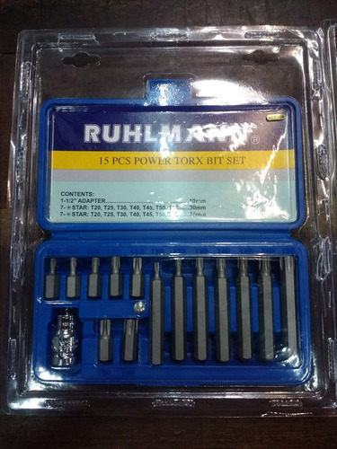 Juego Set De Puntas Torx 15 Piezas Ruhlmann Encastre 1/2''