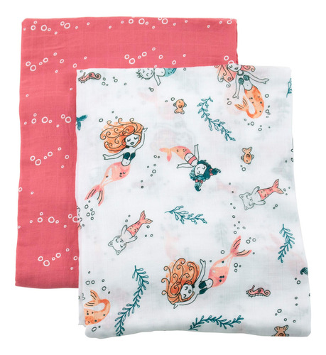 Bebe Au Lait Oh So Soft Muslin Swaddle Blanket Set, Surf & S