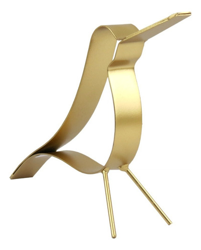 Adorno Contemporâneo Silhueta Pássaro Dourado Em Metal