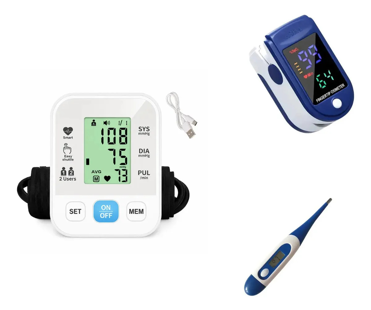 Baumanómetro Digital De Brazo Kit Con Oxímetro Y Termómetro Agua