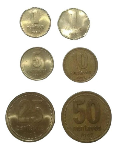Monedas Argentina De 1 A 50 Centavos 1992