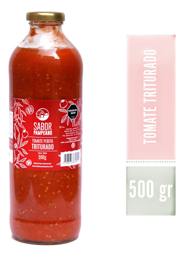 Salsa de Tomate Perita Triturado Botella de Vidrio 500 gramos Sabor Pampeano