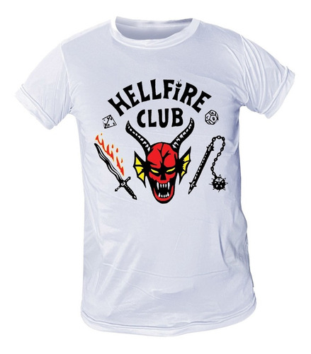 #208 Hell Fire Club Playera Negra-blanca-sin Manga